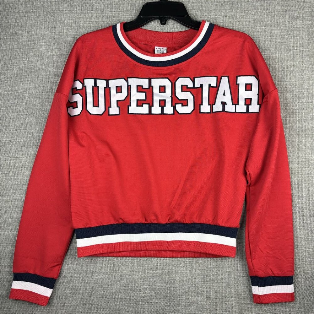 Kitty Kat Red Superstar Womens Sweatshirt Size Medium Cotton & Polyester.